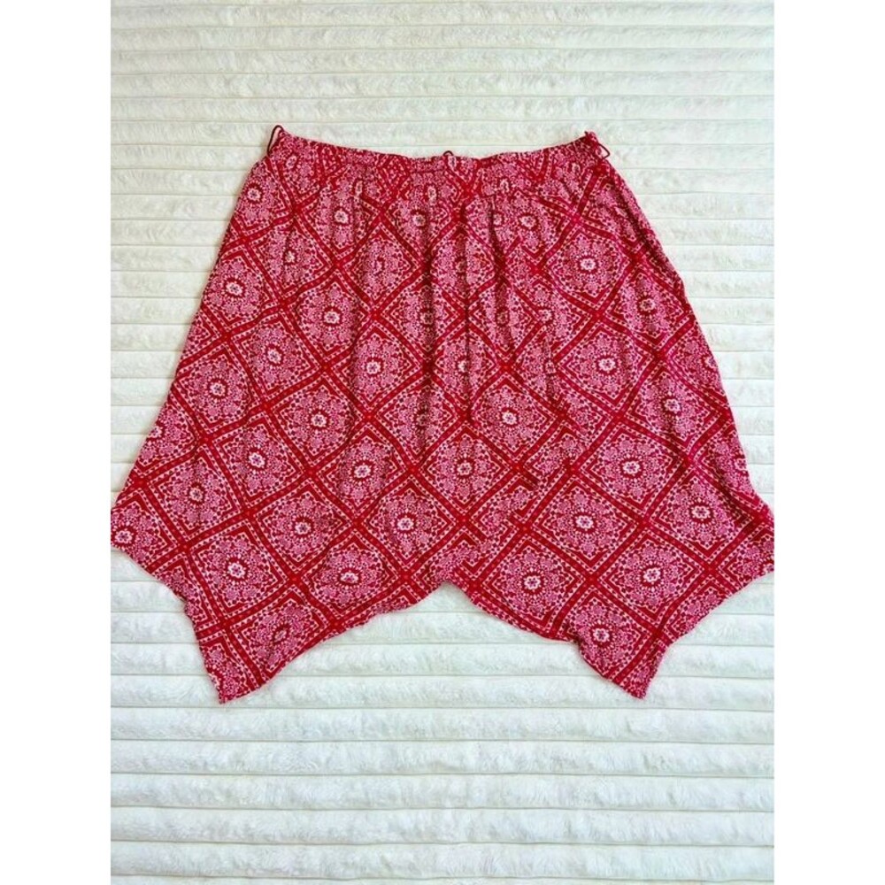 Faded Glory Red and White Vintage Flow Bandana Print Skirt XL